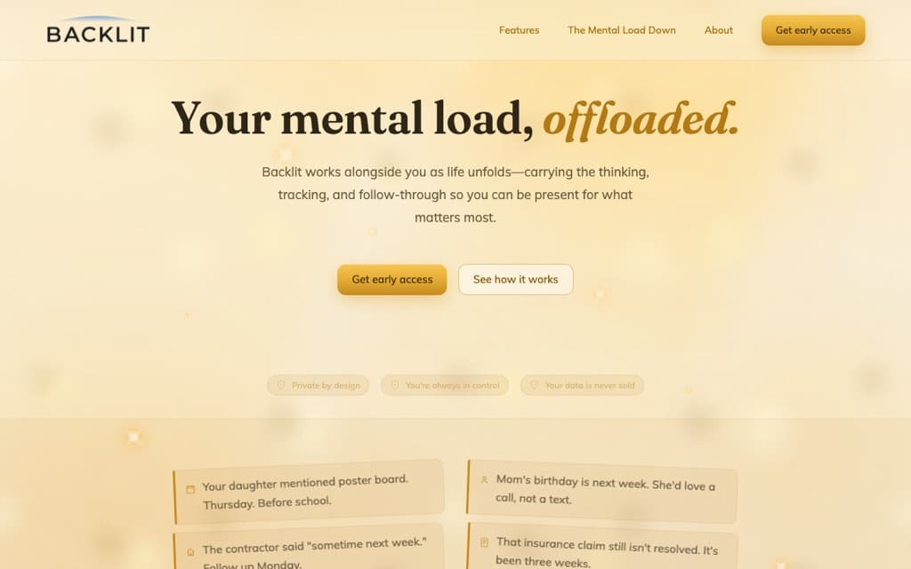 Backlit — live site