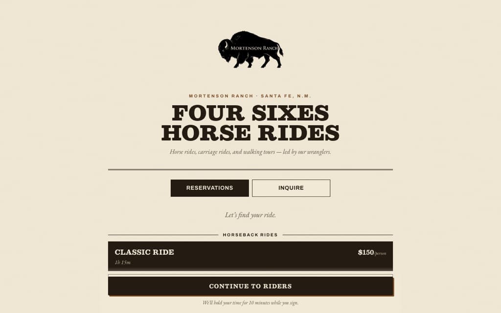 Four Sixes Horse Rides — live site